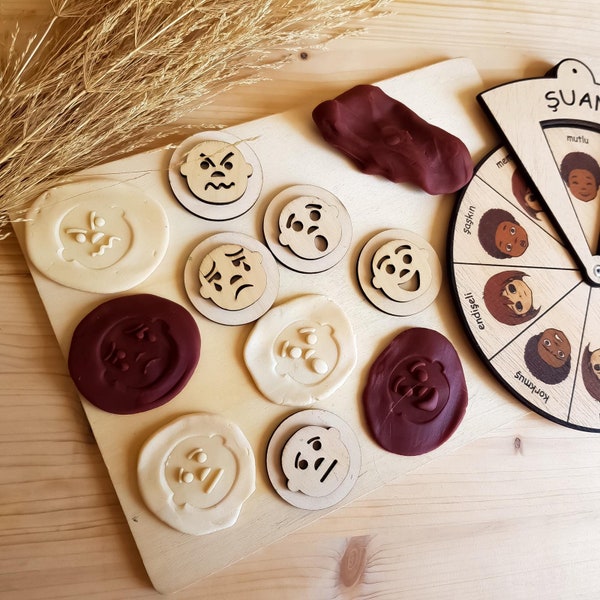 Dough Stampers Wooden Toy, Dough Stampers Emotions, montessori materials, toddler learning toy