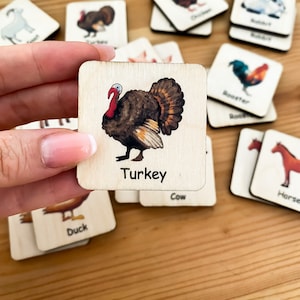 Farm memory game, Montessori wooden memory game, Homeschool kindergarten, preschool toddler activity, educational toys, matching cards