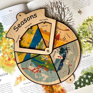 Wooden Seasons Wheel Wooden Months Natural Learning Toy - Etsy