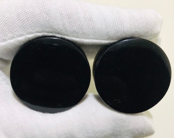 Top Quality of Black Obsidian Plugs & gauges - Handmade Natural Beautiful (Pair) Size From 6mm to 50mm  Custum Available