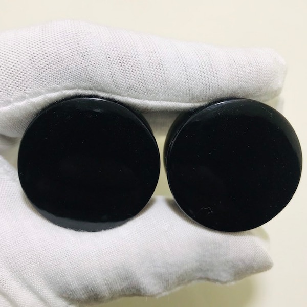 Top Quality of Black Obsidian Plugs & gauges - Handmade Natural Beautiful (Pair) Size From 6mm to 50mm  Custum Available