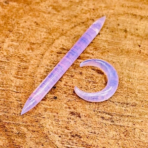 2 Pieces of Czech Lavender Opal stone one Septum and  one Tusk. pincher jewelry handmade, Size: 2mm to 10mm and Customise For yourself.