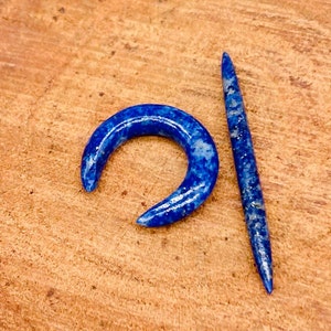 Pair of 2 Pieces of Natural Lapis lazuli One Septum and One Tusk. Nose pincher,Handmade Beautiful, Size:-(12g) 2mm to 12mm & Customise