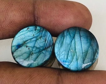 Real Natural Labradorite, AAA Qul BLUE Fire, plugs, Double Flare -Handmade Natural Beautiful (Pair) Size - 4mm to 50mm and Custum Available