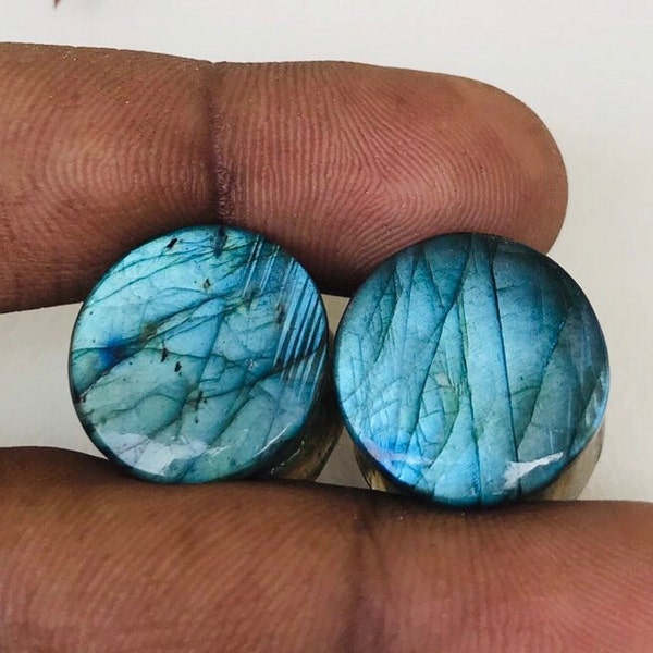 Real Natural Labradorite, AAA Qul BLUE Fire, plugs, Double Flare -Handmade Natural Beautiful (Pair) Size - 4mm to 50mm and Custum Available