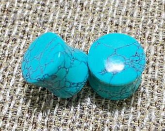 Concave Turquoise Howlite Stone Double Flared Ear Gauge Plug DavanaBody Multiple Sizes Available Concave Turquoise Howlite Stone Double Flared Ear Gauge Plug DavanaBody Multiple Sizes Available