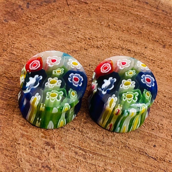 Multicolor Millefiori Glass Plugs Plugs Gauges, Earplugs, Handmade Quality Finished PAIR Size :-(8g) 3mm to More Customise Yourself.
