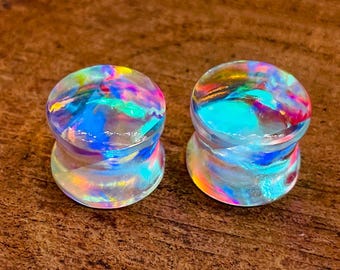 PAIR of Mystic quartz Plugs Gauges, Earplugs, Beautiful Handmade Quality Finished Size :-(8g) 3mm to All & Customise for Yourself.