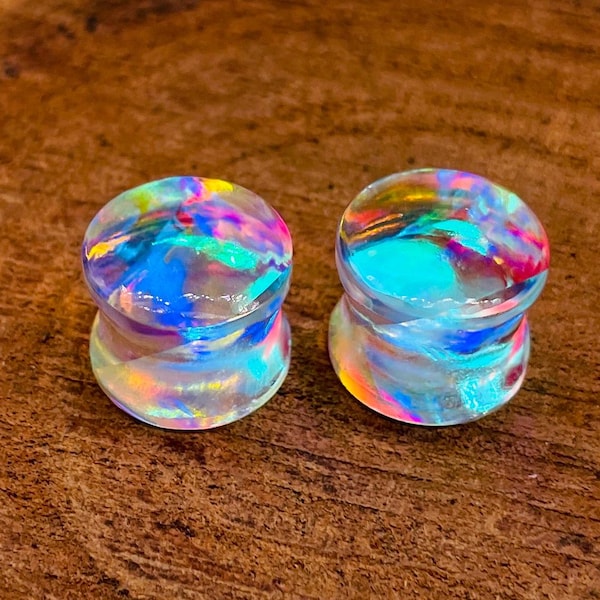 PAIR of Mystic quartz Plugs Gauges, Earplugs, Beautiful Handmade Quality Finished Size :-(8g) 3mm to All & Customise for Yourself.