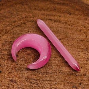 2 Pieces of Pink Cats Eye Organic Stone one Septum and  one Tusk. pincher jewellery handmade, Size : 2mm to 10mm & Custum size your need.