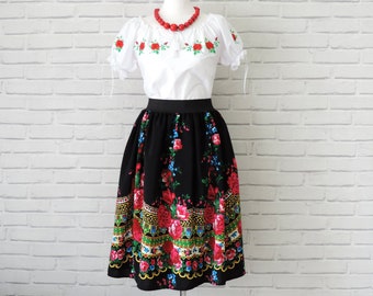 boho traditional polish costume ethnic maxi skirt long skirt Polish folk highlander maxi skirt ukrainian style slavic russian