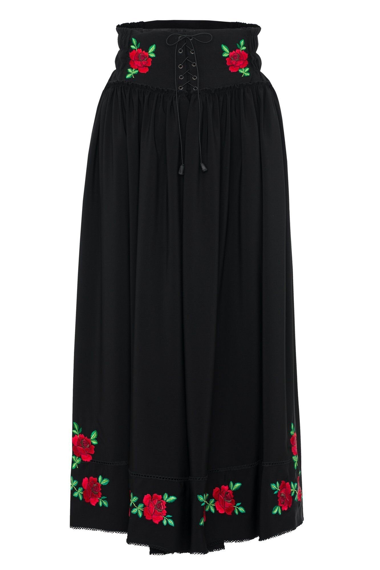 Polish Folk Highlander Maxi Skirt Embroidery Roses Russian Etsy