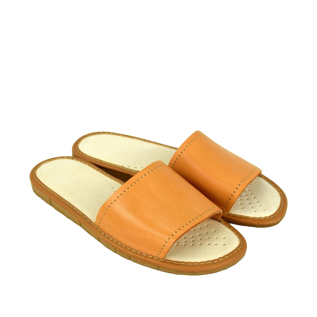 Women Summer Solid Leather Spliced Slippers