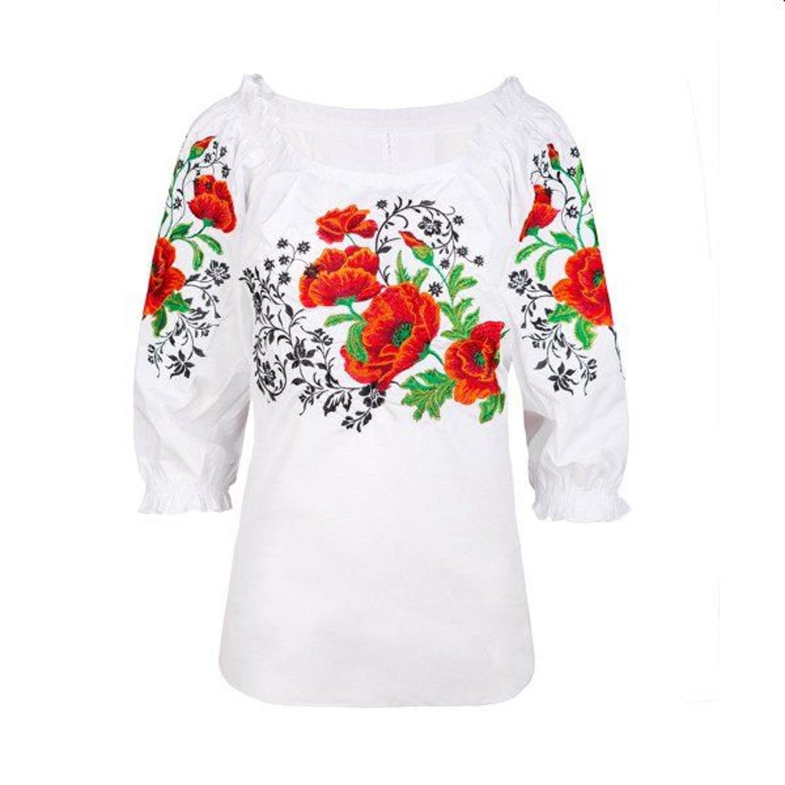 Polish folk embroidery blouse highlander blouse Ukrainian Etsy