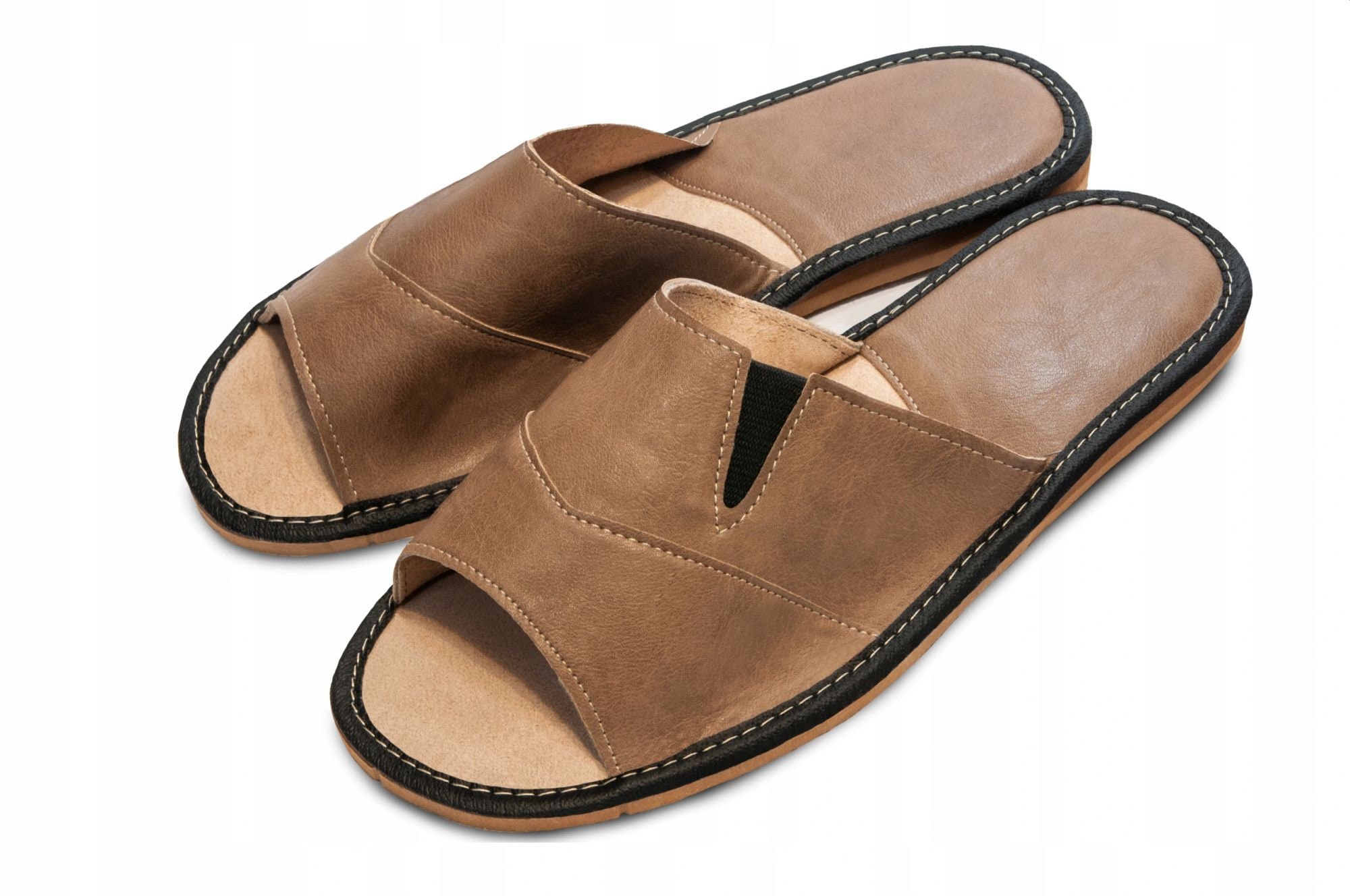 Men's genuine leather slippers summer slippers home Etsy