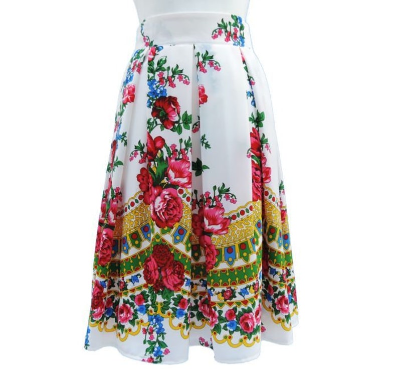 Polish Folk Highlander Midi Skirt Ethnic Pleated Skirt Flowers - Etsy