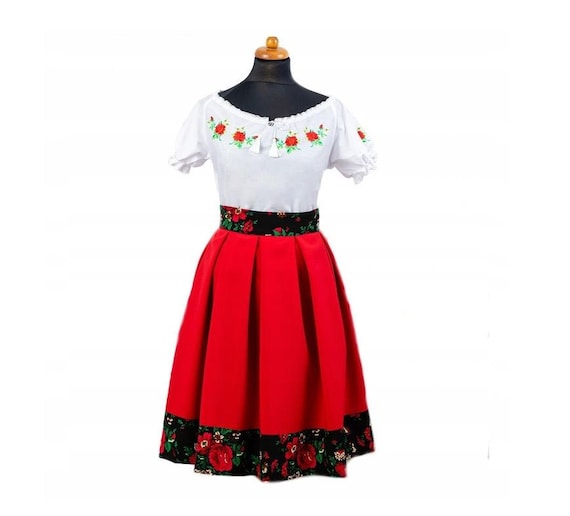 Contabilidad Organo Garantizar Traje popular polaco falda y blusa bordado tamaño más moda - Etsy España