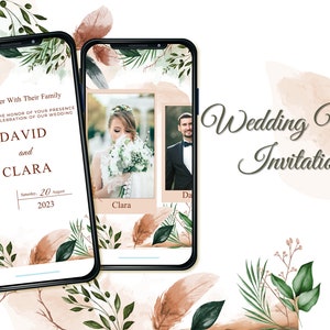 Wedding Video Invitation, Brown Fur Wedding Invitation, Floral Wedding Video Invitation, custom wedding invite, Floral Wedding Invitation