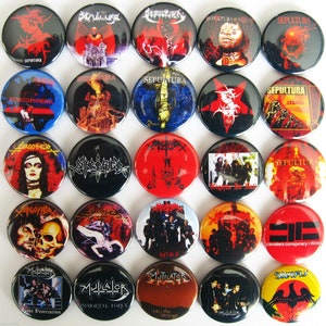 MUTILATOR SARCOFAGO SEPULTURA Soulfly Cavalera Verschwörung Pin Button Abzeichen Pinback Pins Schizophrenie Lot von 25
