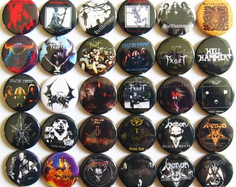 HELLHAMMER CELTIC FROST Bathory Botón de metal negro Insignias Pinbacks Pins