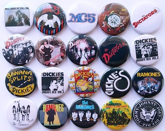 RAMONES DICTATORS MC5 DICKIES Button Badges Pins Lot of 20