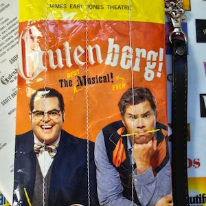 Gutenberg The Best Musical Ever Repurposed Playbill Wristlet/Play Holiday gifts, Birthday or Cast party favor, New York City Broadway show