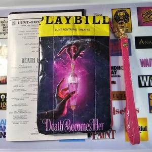 Death Becomes Her Broadway Musical Wristlet Pouch Re-purposed Playbill /Play Holiday gifts, Birthday or Cast party favor, New York souvenir