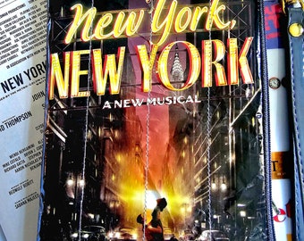 New York Playbill Wristlet Pouch, Repurposed Broadway Swag