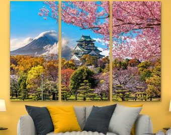 Sakura wall art Japanese wall art Cherry Blossom Forest wall print Extra large Sakura wall art Modern canvas wall painting