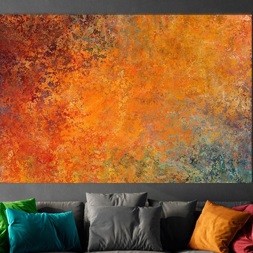 Canvas Print Large Oxidized Copper Wall Art Rusty Texture Etsy