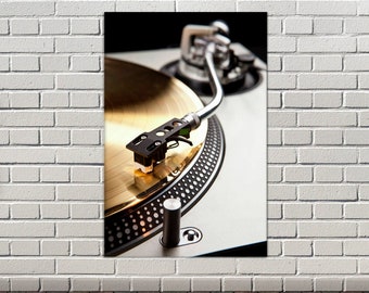 Turntable DJ Music Canvas , Gold Vinyl Player Wall Art , Stylish Vinyl Player , Music Art for Music Lover Gift , Vinyl Player Wall Decor