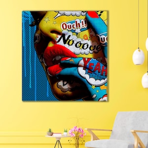 Pop Art Face Canvas Wall Art, Preppy  Wall Art, Pop art Print, Preppy Room Decor