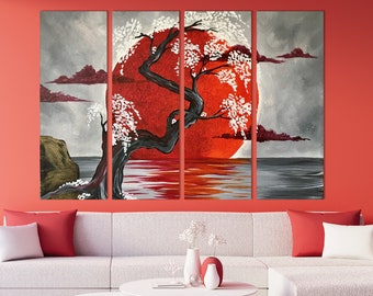 Japanese wall art Sakura blossoms japan print floral art Japan print  Japan home decor Asian wall decor Japan floral set
