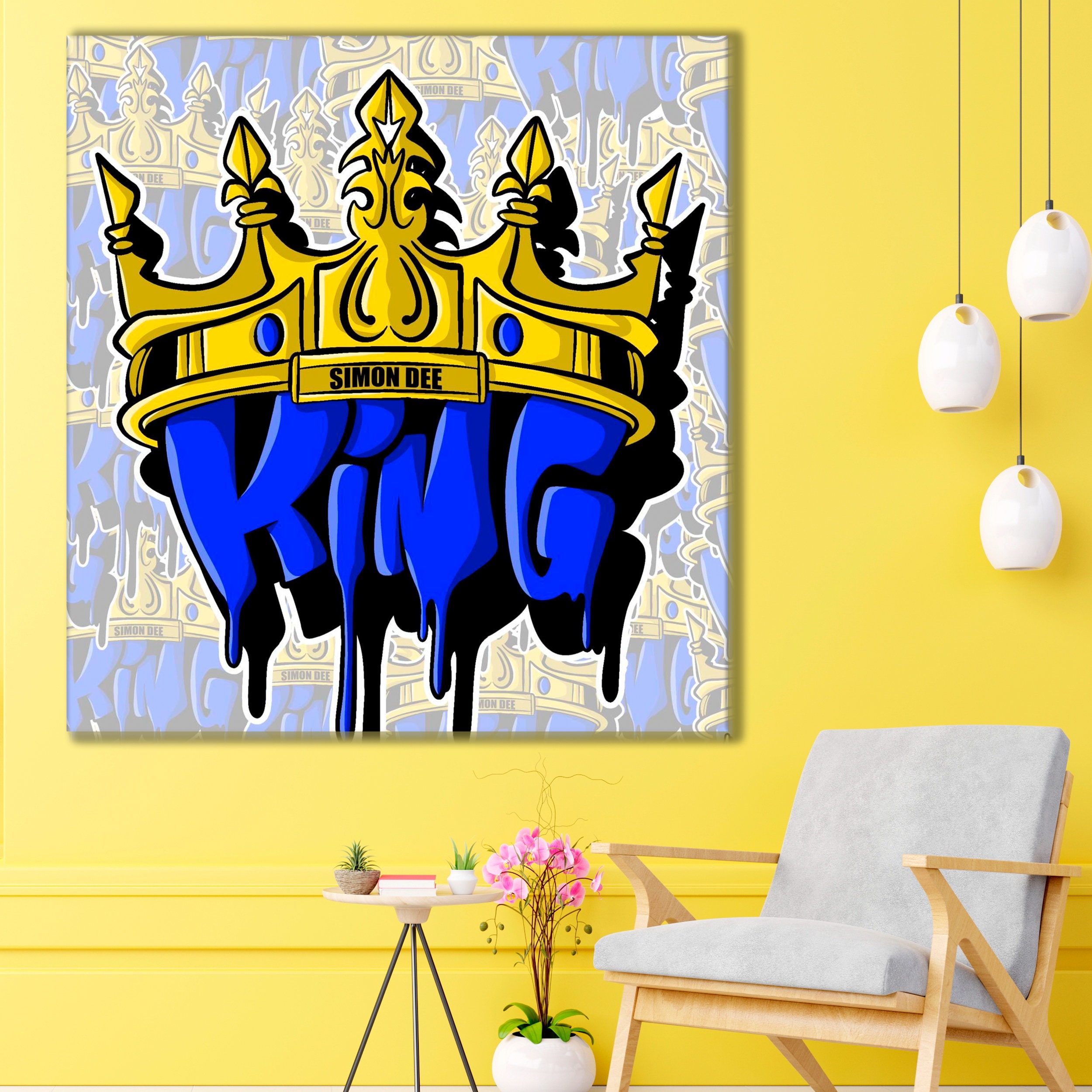 Gold crown Large canvas art Graffiti print Urban art Etsy