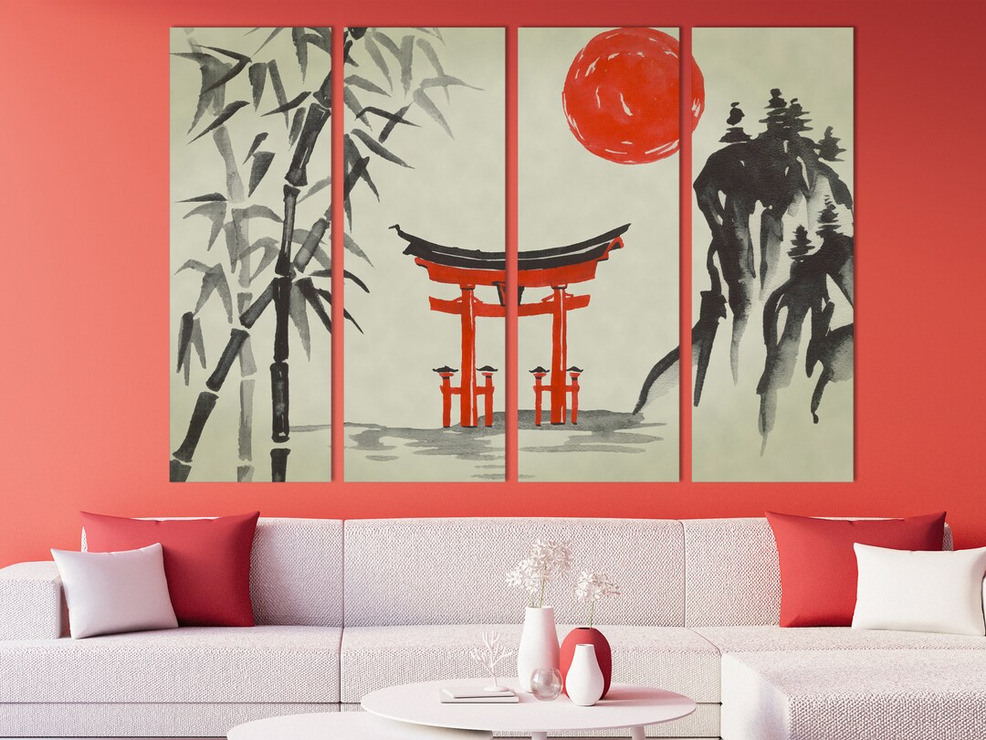 Japanese Canvas Wall Art Japanese Sunset Canvas Wall Art Etsy