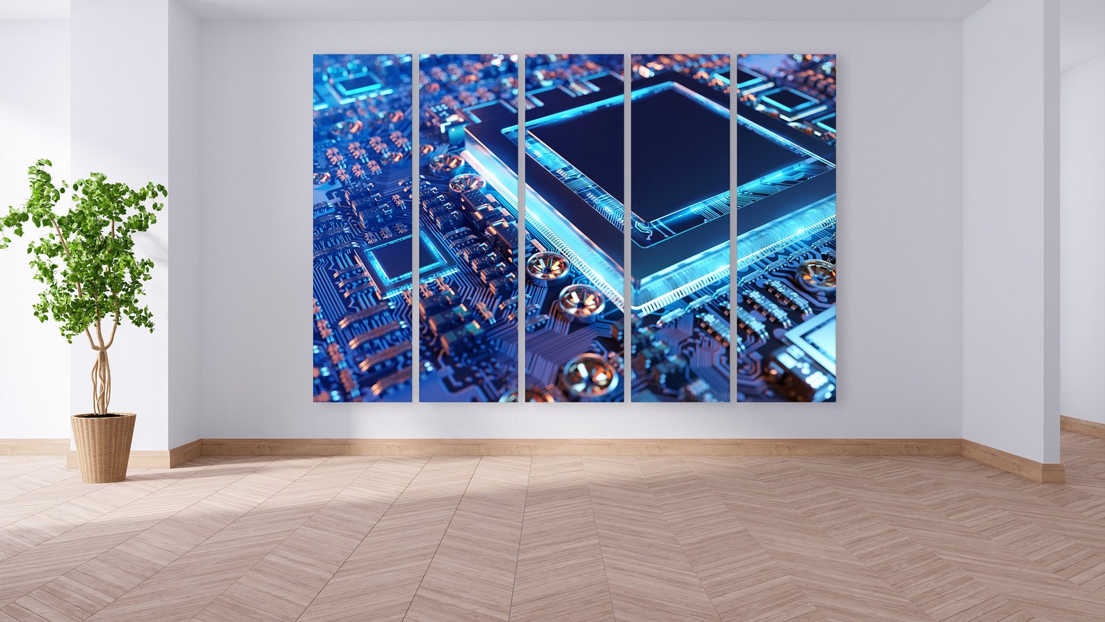 Circuit Board Wall Art Computer Scince Wall Print Neon Light Etsy