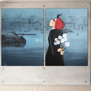 Military wall art , Army tank art, horror history art, war canvas