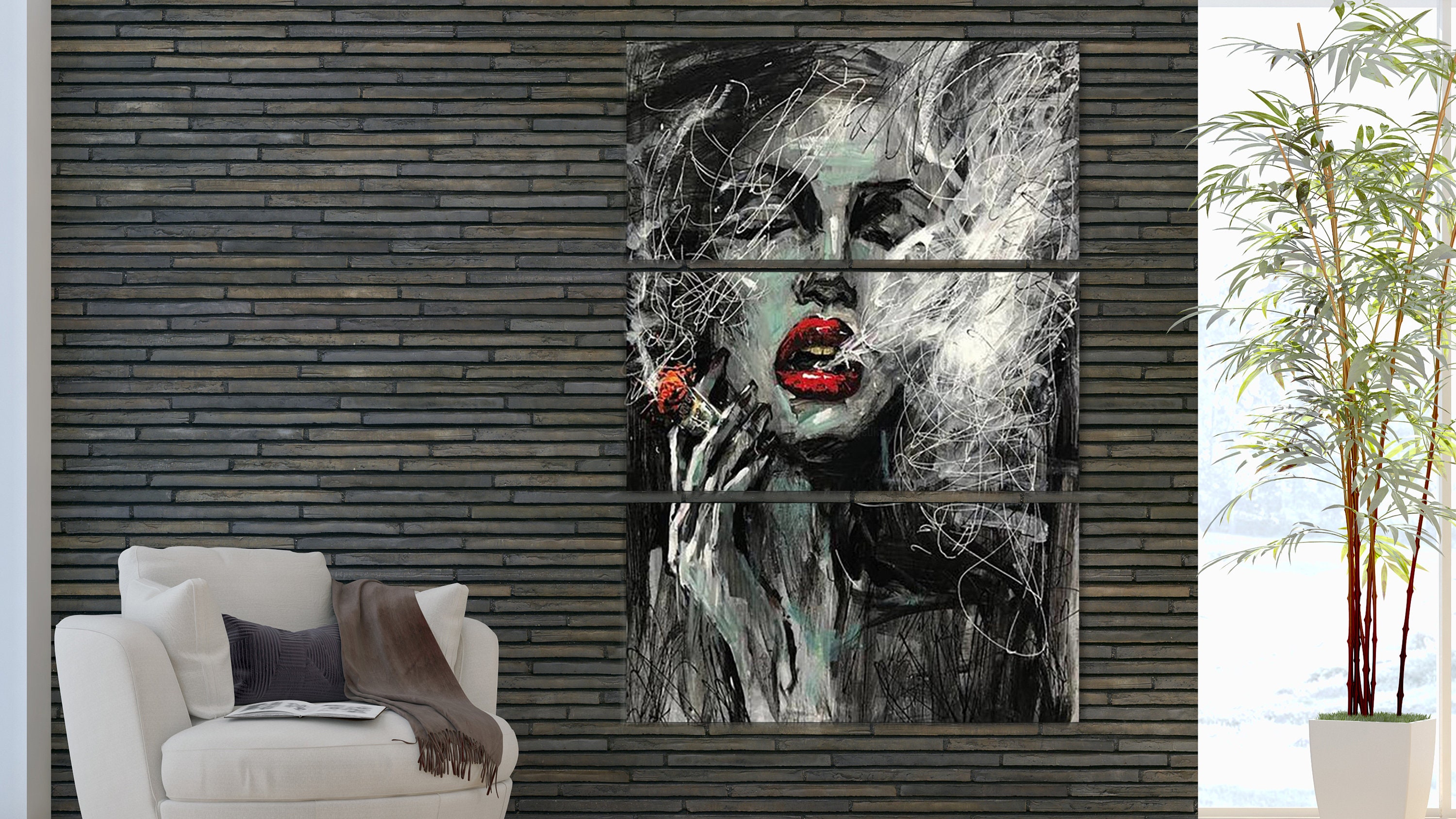 Red Lips Art Woman Smoking Cigarette Sexy Lady Smoking Canvas and Cigar ...