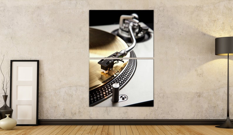 Turntable DJ Music Canvas Gold Vinyl Player Wall Art - Etsy