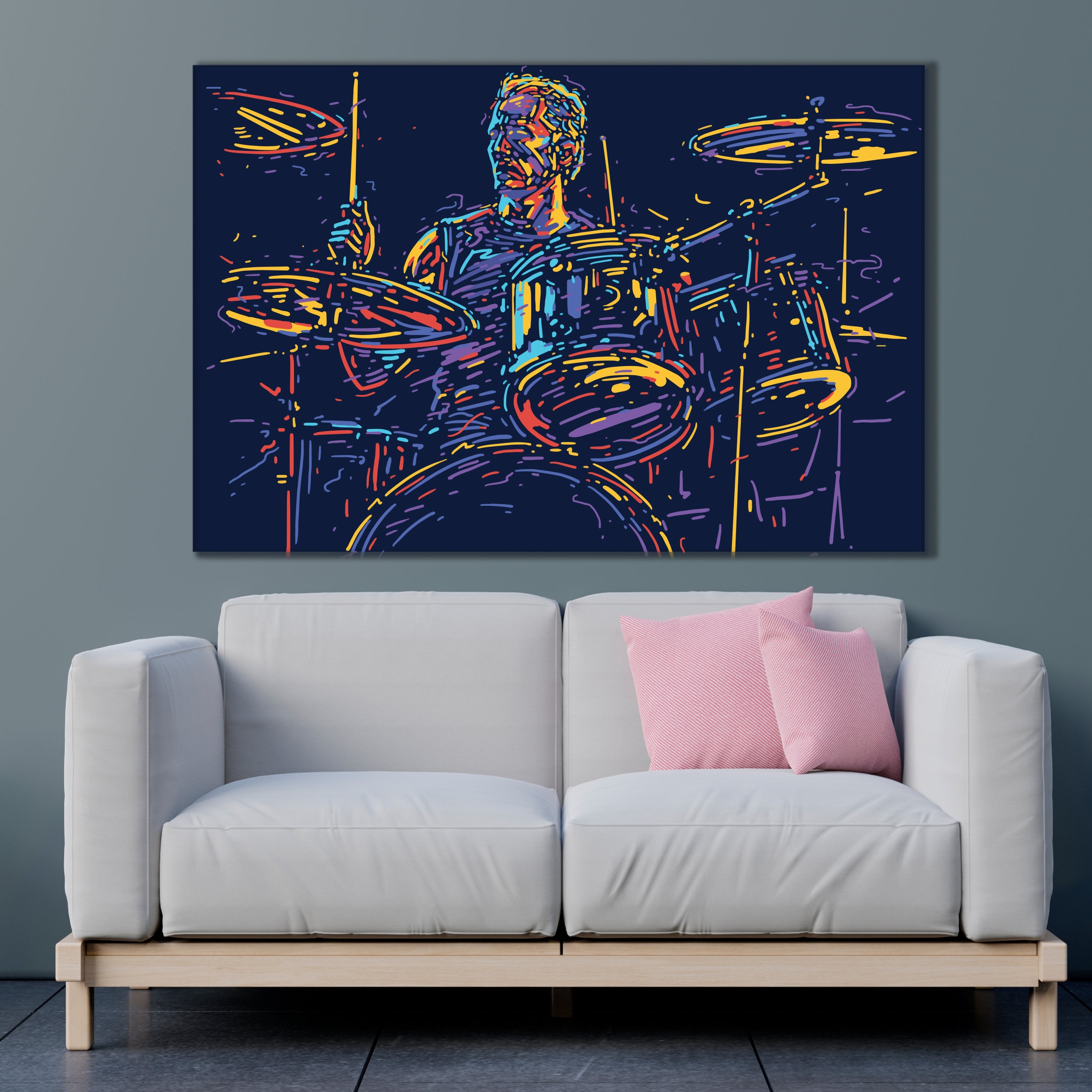 Drum and Bass Art Musician With Drums Rock Drummer Player Etsy