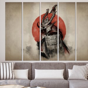 japanese art canvas , Japanese samurai art , japanese art , japanese wall art , canvas vintage japanese samurai mask