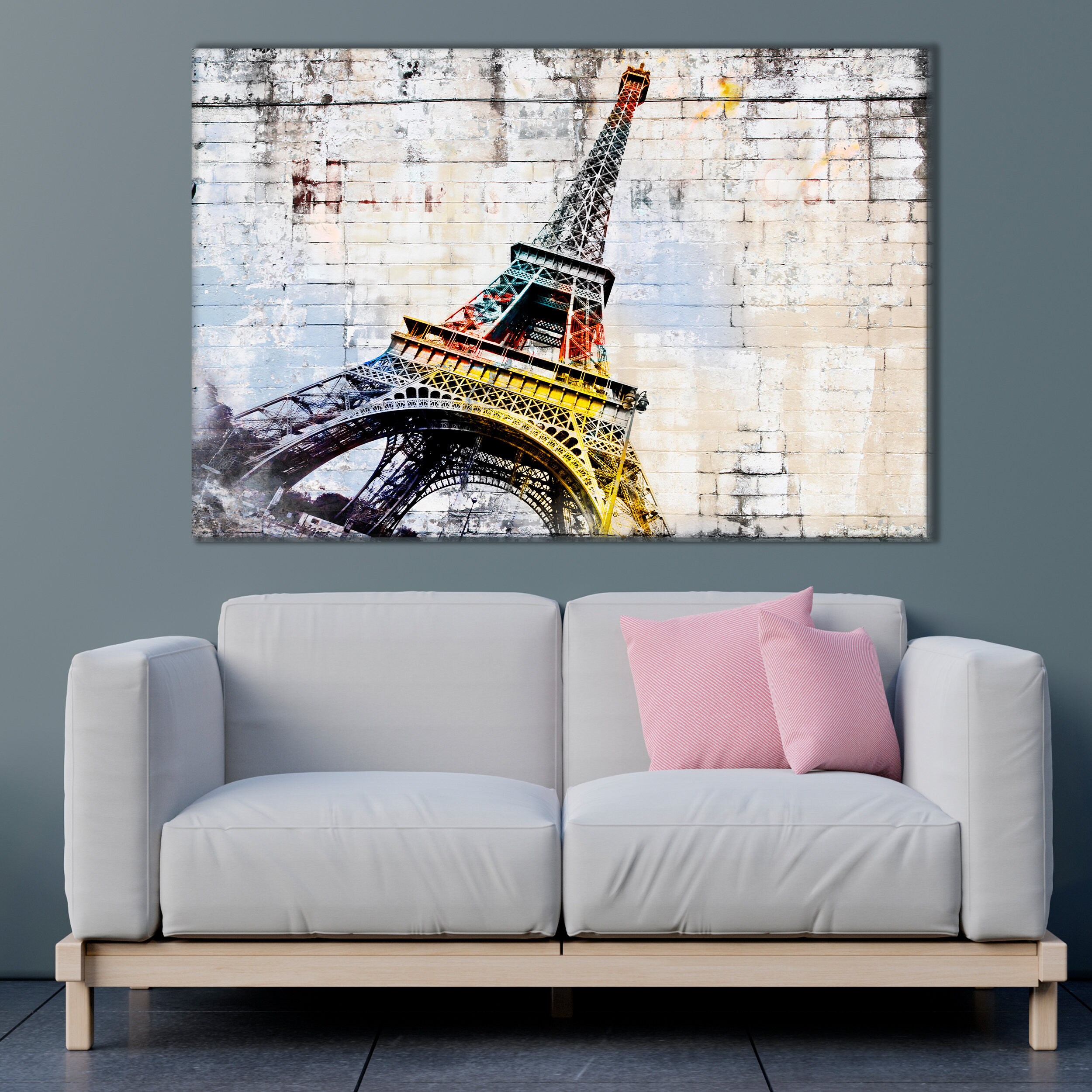 Street art canvas print Eiffel Tower in Paris Street art Etsy