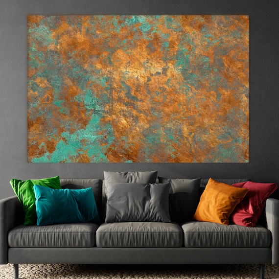 Canvas Print Large Oxidized Copper Wall Art Rusty Texture Patten