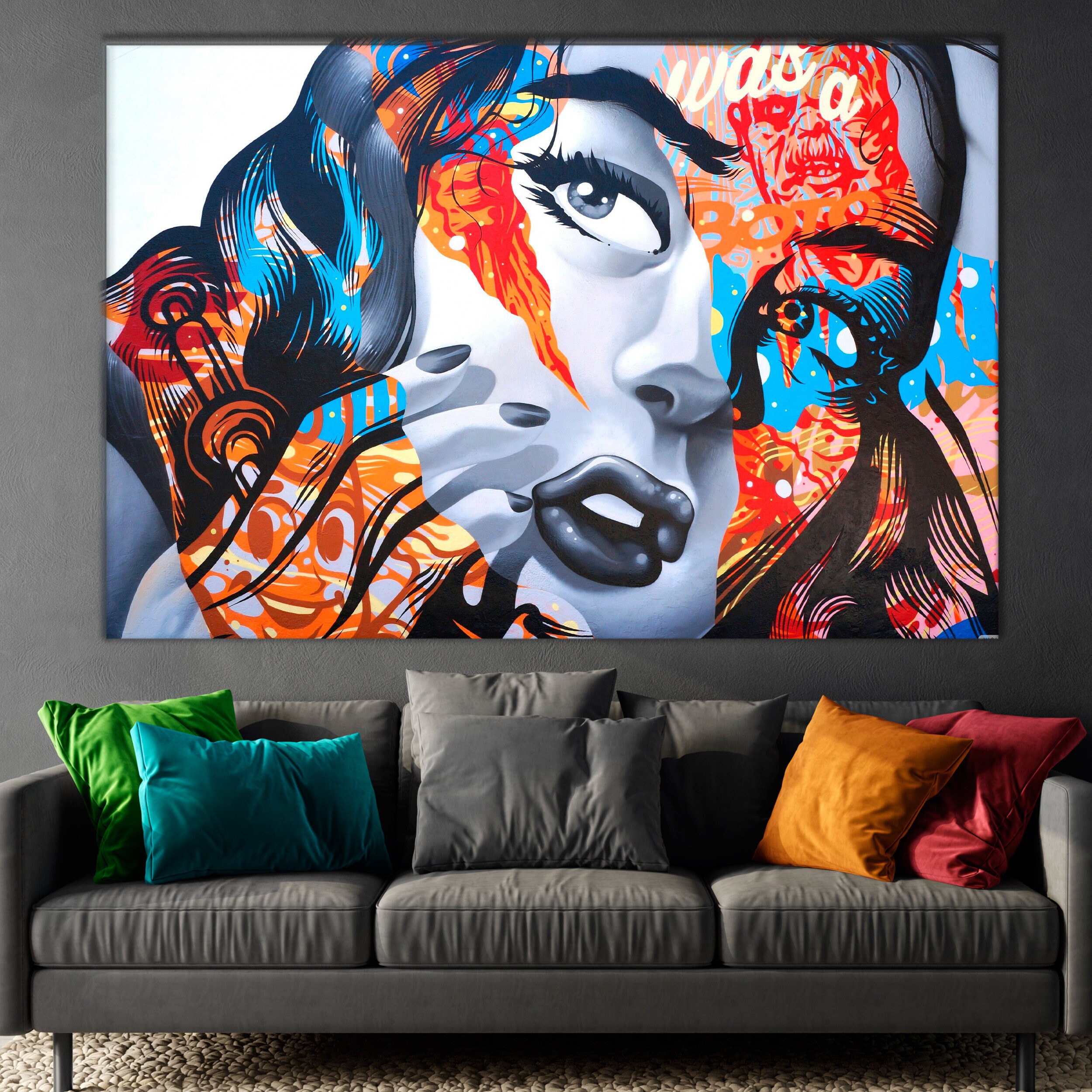 Large Abstract Graffiti Art Street ArtMulticolor Wall Decor Etsy