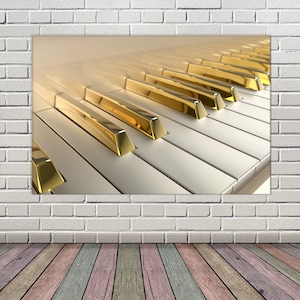 Gold Piano Keys luxury Art Canvas Extra Large Wall Art Piano Print