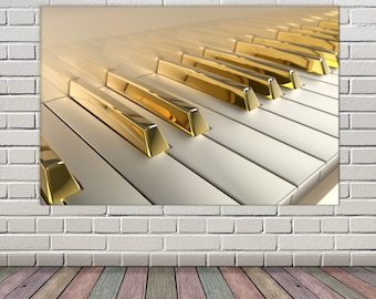 Gold Piano Keys luxury Art Canvas Extra Large Wall Art Piano Print