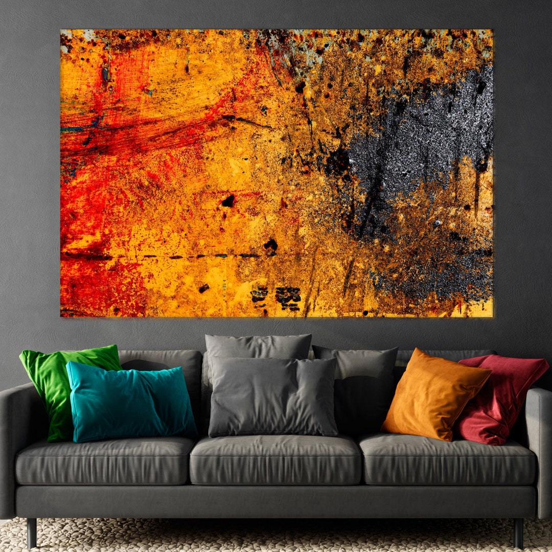 Оранжевый медь Холст печать Большая окисленная медь Стена Искусство ...