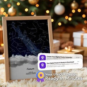 Affiche personnalisée de carte des étoiles | Art mural minimaliste personnalisé | Cadeau unique pour les amis et les proches | Créez et téléchargez instantanément !