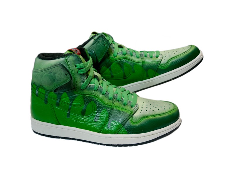 Size 10.5 Custom 2018 Jordan 1 High Retro Green Slime | Etsy