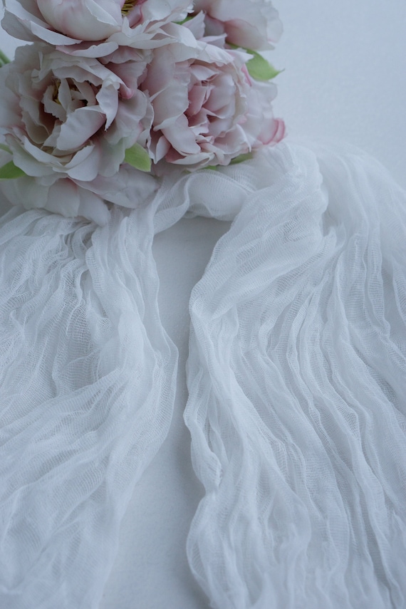 White Cheesecloth Table Runner Width 35 1/2 '' 90 Etsy